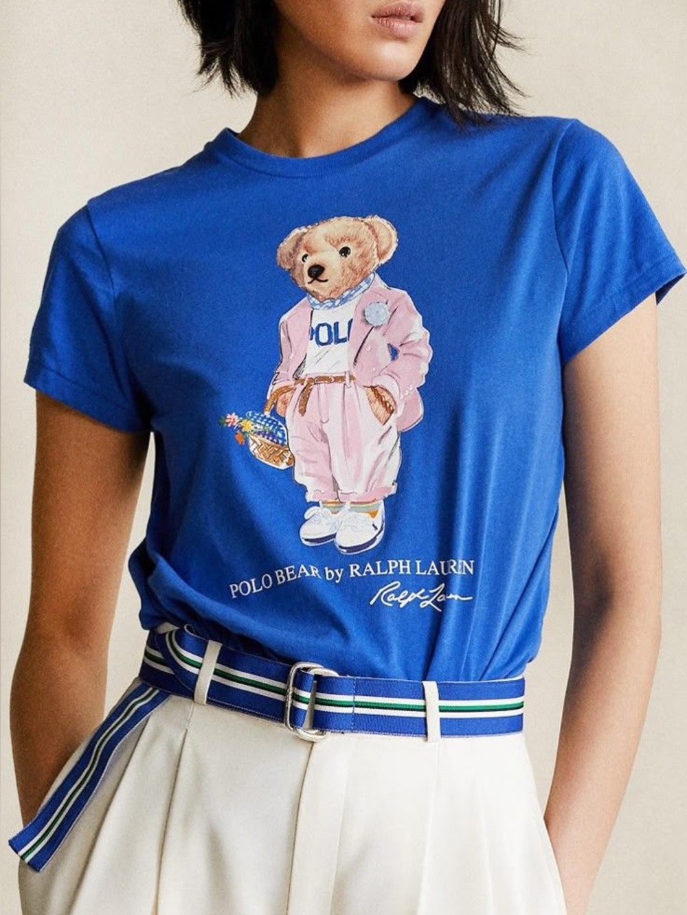 Picnic Polo Bear Polo Ralph Lauren Logo Blue T-Shirt Size L